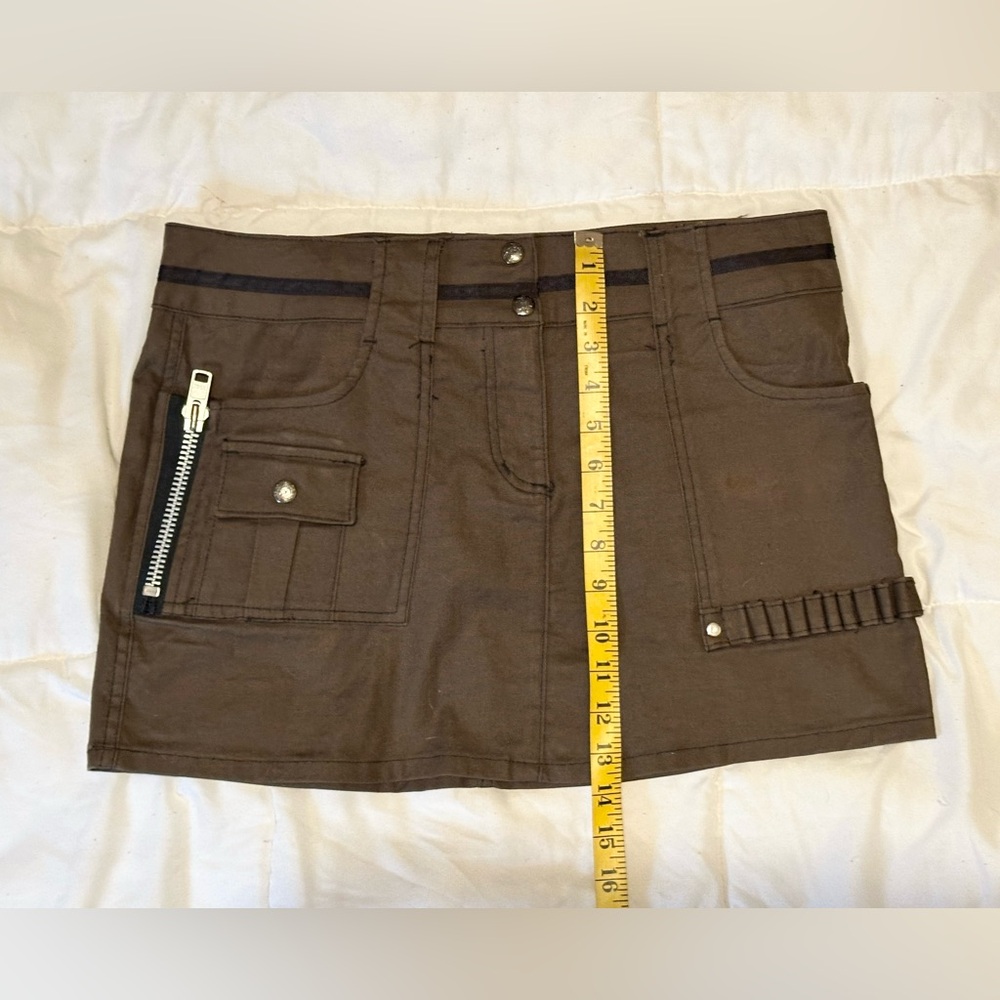 Vintage 00s Lip Service Rare Military Style Green Cargo Mini Skirt sz Large